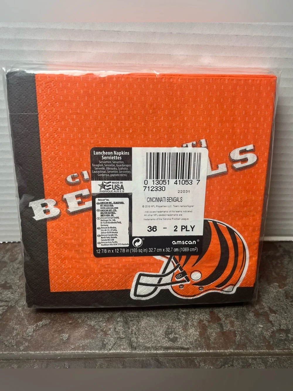 (2 packs)Amscan NFL Cincinnati Bengals paper luncheon napkins 36 ct - 2 ply